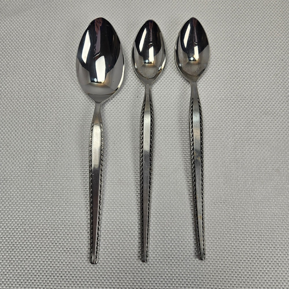National Stainless Granada Japan Flatware Set 1 Serving Spoon 2 Teaspoons VTG
